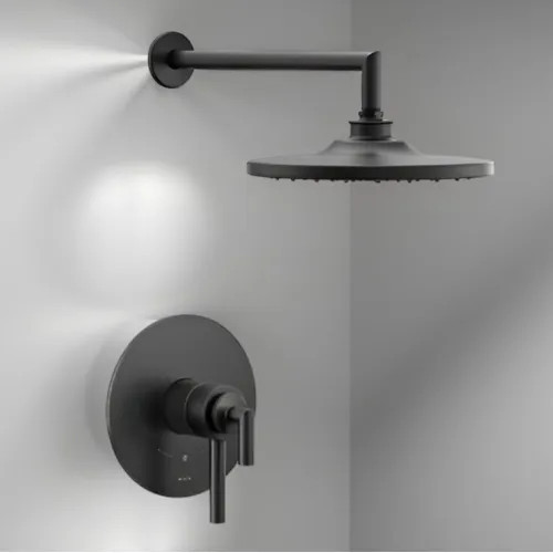 Moen Arris 10" Raincan Shower Faucet, Single function, Lever Handles, M-Core 4, Thermostatic Cartridge, Matte Black - UTS42002EPBL