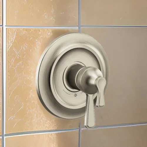 Moen Colinet Two-Handle Valve Only Trim with Flow Control and Temperature Adjust, Lever Handle,  M-Core 4, Thermostatic Cartridge, Brushed Gold - UTS444301BG