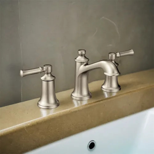 Moen Dartmoor Two-Handle High-Arc Widespread Bathroom Faucet with M-PACT Valve, ADA, 1.2 GPM, Brushed Nickel - TV6805BN