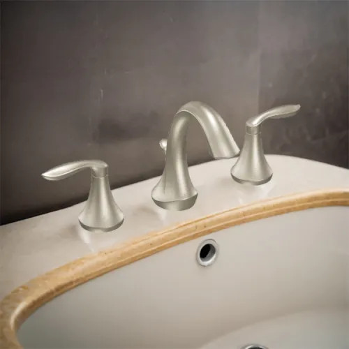 Moen Eva Two-Handle High-Arc Widespread Bathroom Faucet with M-PACT Valve, ADA, 1.2 GPM, Brushed Nickel - TV6420BN