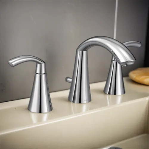 Moen Glyde Two-Handle High-Arc Widespread Bathroom Faucet with M-PACT Valve, ADA, 1.2 GPM, Chrome - TV6173