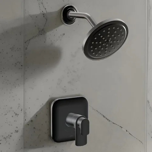 Moen Rizon 6-3/4" Raincan Shower Faucet, Single Function, Lever Handles, M-Core 4, Thermostatic Cartridge, 1.75 GPM, Matte Black - UT4812EPBL