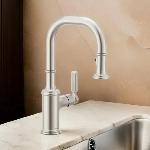 Moen Smyth One-Handle, High-Arc Pulldown Bar Faucet, PowerClean, 1.5 GPM, Spot Resist Stainless - 5770SRS
