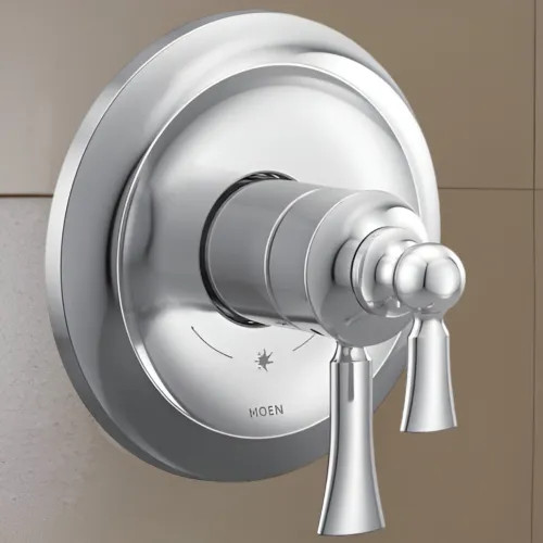 Moen Wynford Two-Handle Valve Only Trim w/ Flow Control and Temperature Adjust, Lever Handle, M-Core 4, Thermostatic Cartridge, Chrome - UT45501