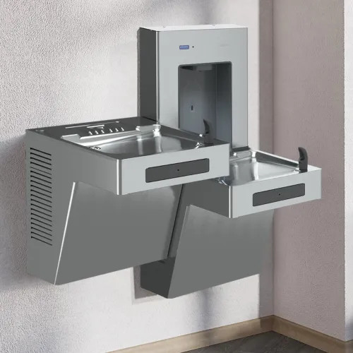 Sloan DropSpot On-Wall Bi-Level Bottle Filler Station, Filtered, Chilled, Stainless - DRS120-FIL-REF-SS (33820006)