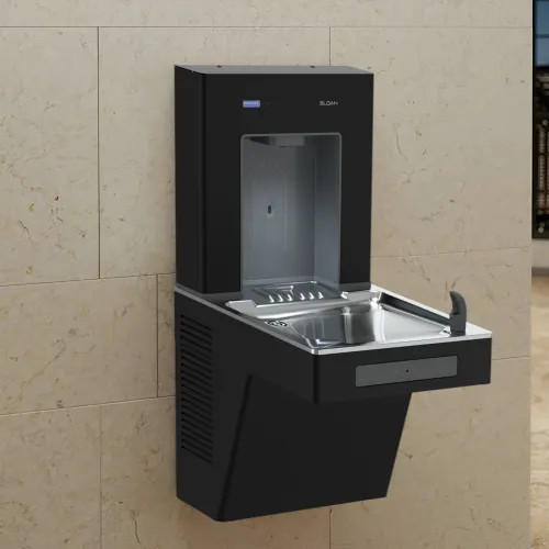 Sloan DropSpot On-Wall Bottle Filler Station, Unfiltered, Chilled, Black - DRS110-UNFIL-REF-BLK (33820026)