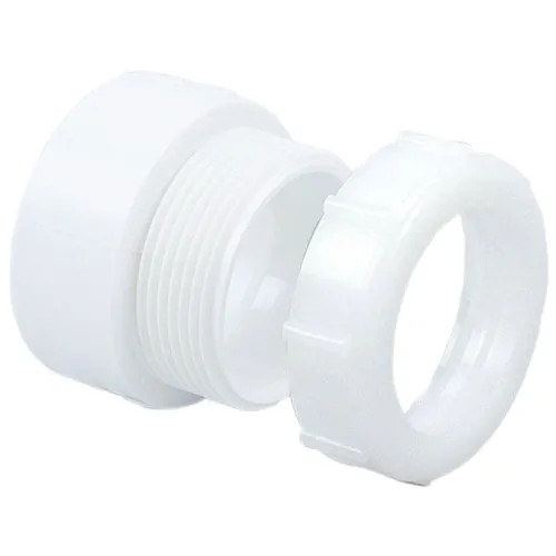 1-1/2" PVC Male Trap Adapter with Plastic Nut DWV (Drain Waste and Vent) - Spigot x Slip