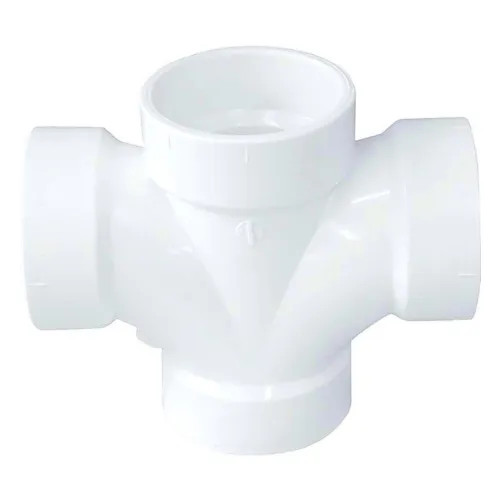 2" PVC Double Sanitary Tee DWV (Drain Waste and Vent) - Hub