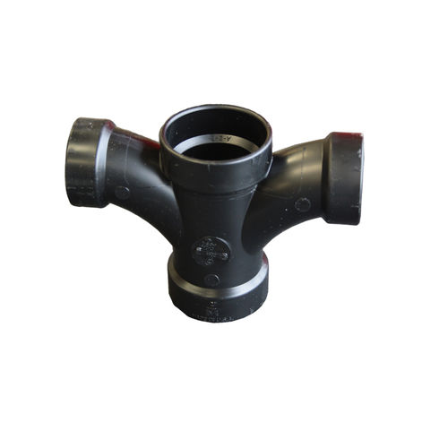 2" x 2" x 1-1/2" x 1-1/2" Double Combination Wye Tee Drain Waste, ABS Construction