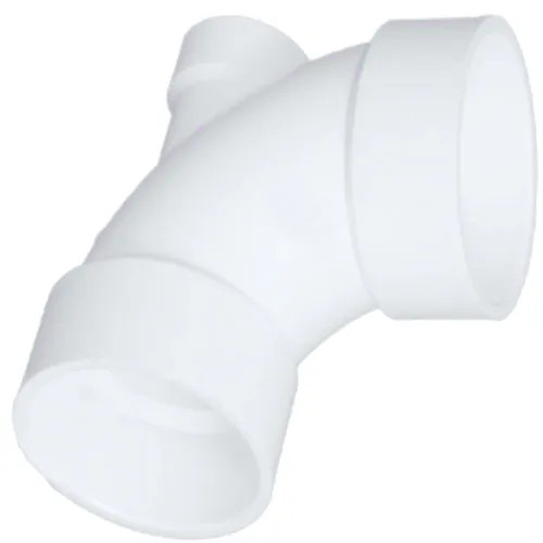 3" PVC 90-Degree Elbow with 2" Low Heel Inlet DWV (Drain Waste and Vent) - Hub