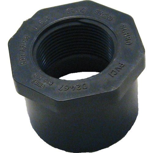 Schedule 80 2in x 1-1/4in PVC Bushing, Slip-Threaded