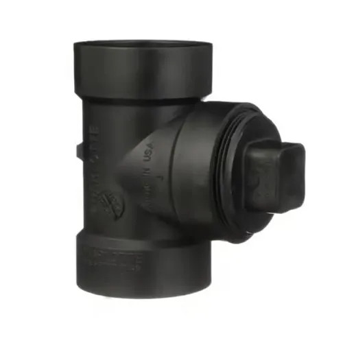 2" ABS DWV (Drain Waste and Vent) Cleanout Tee with Threaded Plug - Hub x Hub x FNPT (Female National Pipe Thread)