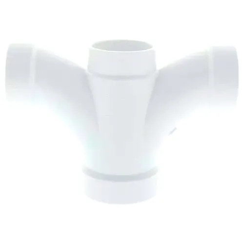 2" x 1-1/2" PVC Double Fixture Tee DWV (Drain Waste and Vent) - Hub