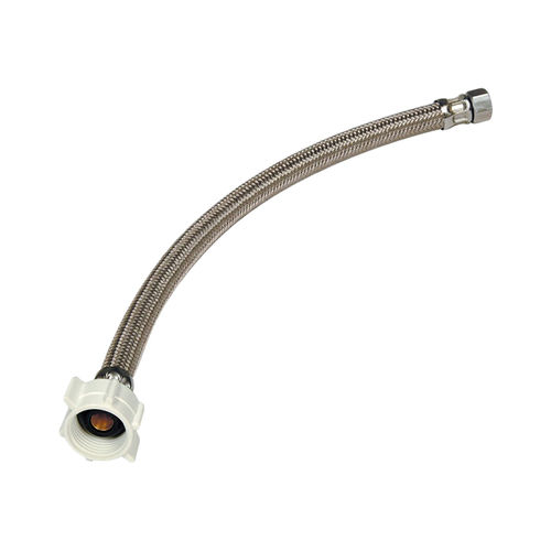 3/8" x 7/8" x 16" Flexible Toilet Supply Line, Braided, Stainless Steel - Compression x Ballcock