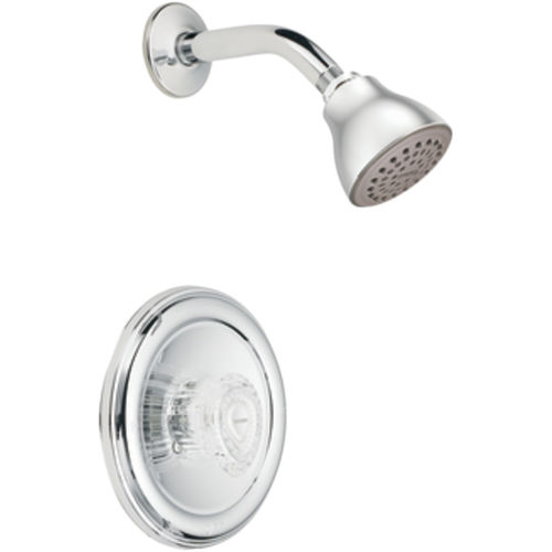 Moen Chateau Posi-Temp Single-Handle Shower Faucet, One-Function, 2.5 GPM, Knob handle, Bulk Version, Chrome - T182
