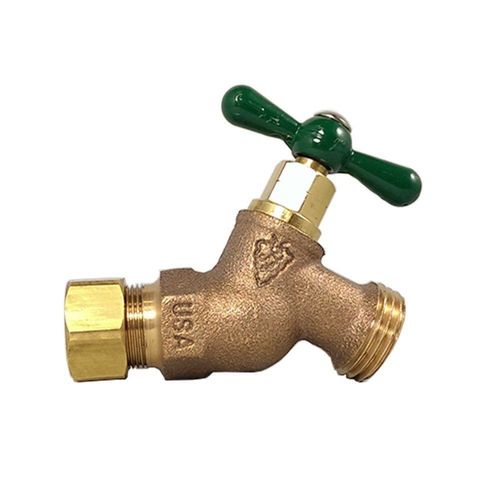 Arrowhead Brass No-Kink Hose Bibbs, 1/2" Compression x 3/4" Male Thread - 254CC