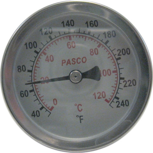 PASCO Economical Dual Scale Dial Thermometer, 2-1/2 in Dial, 1/2 in MNPT Back Mount Connection - 1449