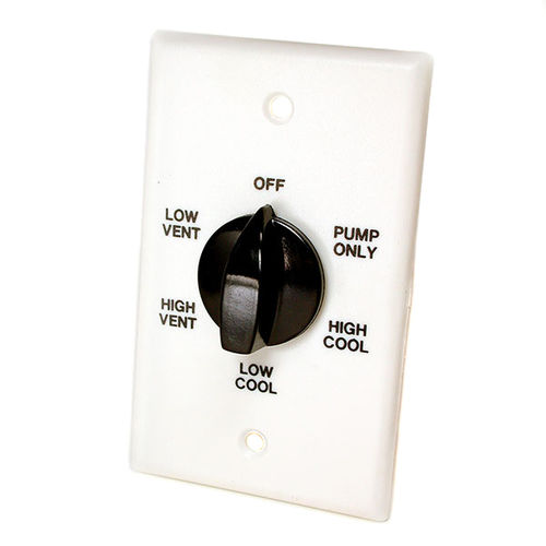 Dial Two-Speed Wall Switch For 1/3 to 1 HP Motors, 6 Position, White - 7109