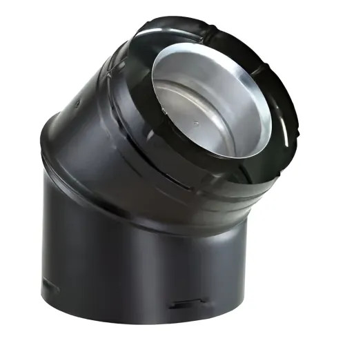 DuraVent 46DVA-E45B DirectVent Pro 4" Double-Wall 45-Degree Elbow - Black (6-5/8" O.D.)