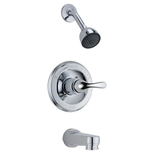 Delta Classic Monitor 13 Series Single-Handle Tub/Shower Faucet with 5-Setting Showerhead, Pull-Down Diverter Spout, 1.75 GPM, Lever Handle, Chrome - T13420-PD