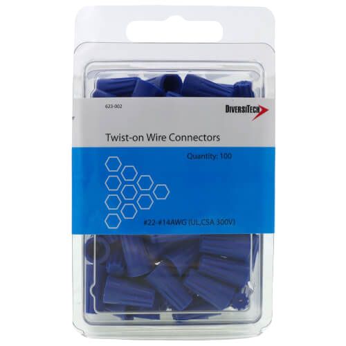 DiversiTech #22 to #16 AWG Blue Wire Connector, 100 Pieces per Pack - 623-002