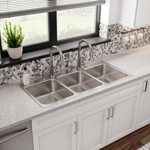 Elkay Lustertone Classic Stainless Steel 46" x 22" x 7-5/8", Triple Bowl Drop-in Sink - LTR46226
