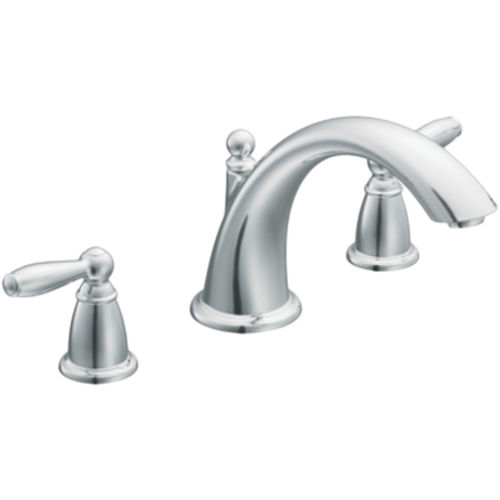 Moen Brantford Two-Handle Roman Tub Faucet Trim, Low Arc Spout, Lever Handles, M-PACT, Chrome - T933