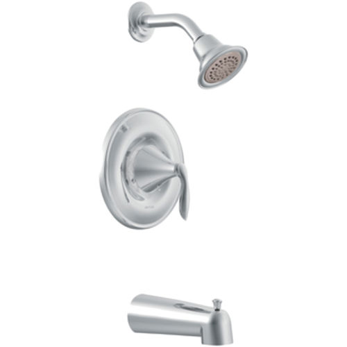 Moen Eva Posi-Temp Tub/Shower Faucet, 2.5 GPM, 1-Function, Single Lever Handle, M-PACT, Chrome - T2133