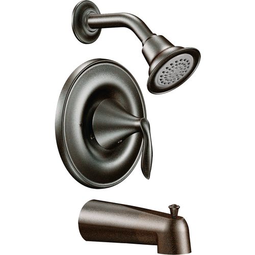 Moen Eva Posi-Temp Tub/Shower Faucet, 2.5 GPM, 1-Function, Single Lever Handle, M-PACT, Oil Rubbed Bronze - T2133ORB