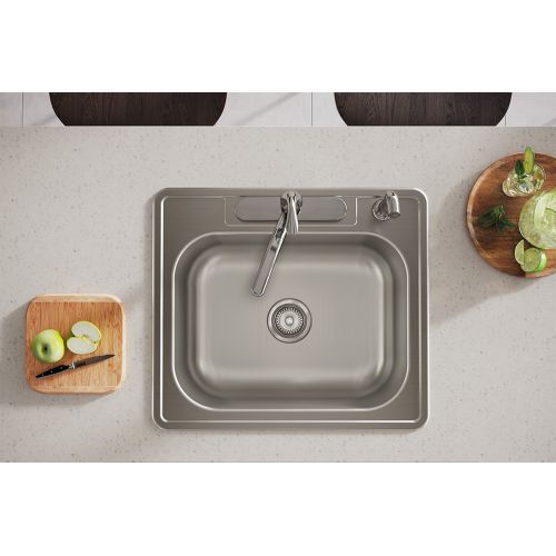 Elkay DSE125224 Dayton Stainless Steel 25" x 22" x 8-1/16", Single Bowl Drop-in Sink