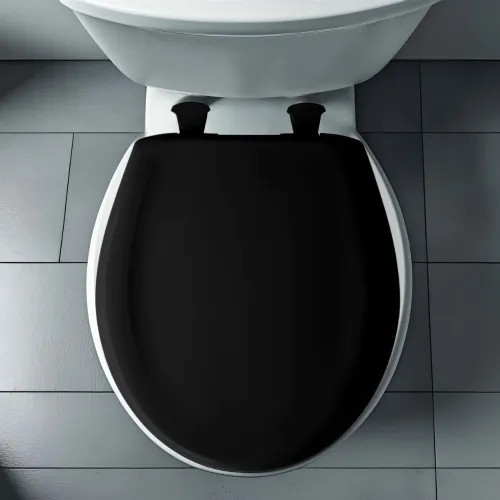 Bemis Classic Colors EasyClean Round Toilet Seat with Cover, WhisperClose, StayTite Fastening, Plastic, Black - 200SLOWT-047