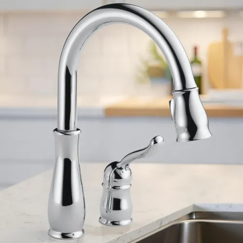 Delta Leland Pull-Down Kitchen Faucet, Single-Handle, 2 Hole, Touch-Clean, DIAMOND Seal, 1.8 GPM, Chrome - 978-DST