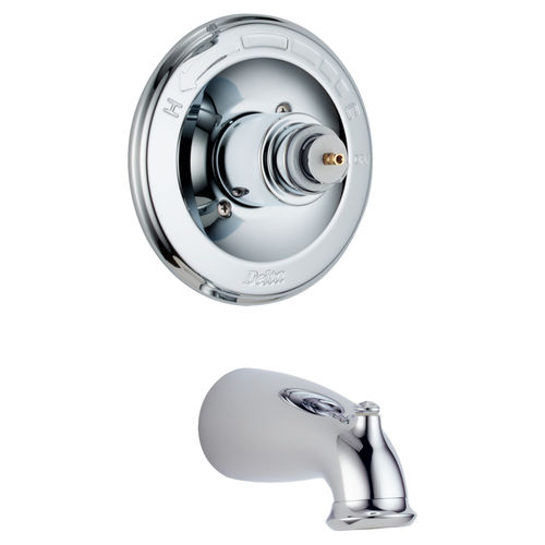 Delta Leland Single-Handle Monitor 14 Series Tub Faucet Trim, Non-Diverter Tub Spout, Less Handles, Chrome - T14178-LHP