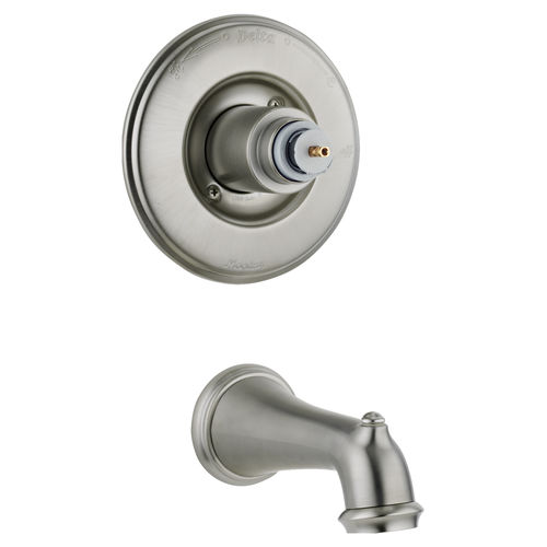 Delta Victorian Single-Handle Monitor 14 Series Tub Faucet Trim, Non-Diverter Tub Spout, Less Handles, Stainless - T14155-SSLHP