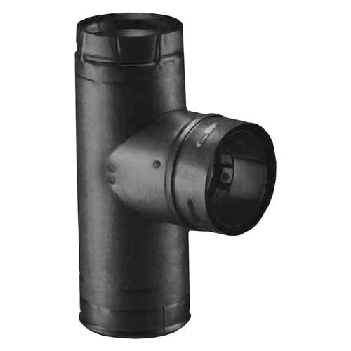 DuraVent PelletVent Pro 4" Single Tee w/ Clean Out Tee Cap, Black - M&G DuraVent 4PVP-TB1