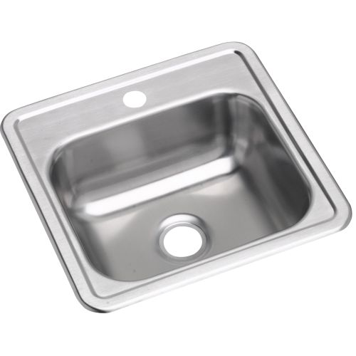 Elkay D115151 Dayton 15" x 15" x 5-3/16" Single Bowl Drop-in Bar Sink, 1 Hole, 2" Drain, 23-Gauge Stainless