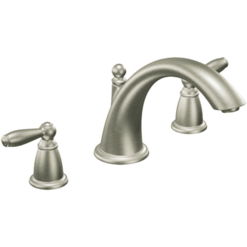 Moen Brantford Two-Handle Roman Tub Faucet Trim, Low Arc Spout, Lever Handles, M-PACT, Brushed Nickel - T933BN