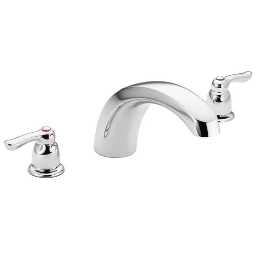 Moen Chateau Two-Handle Roman Tub Faucet Trim, Low Arc Spout, Lever Handles, M-PACT, Chrome - T990