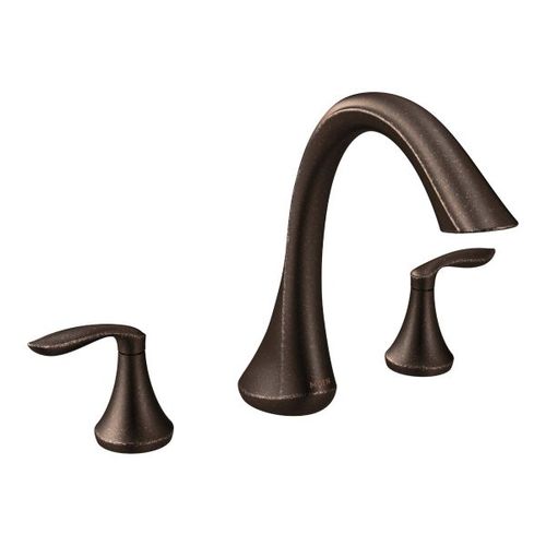 Moen Eva Two-Handle Deck-Mount Roman Tub Faucet Trim, 3-Hole, High-Arc Spout, Lever Handles, ADA, Oil Rubbed Bronze - T943ORB