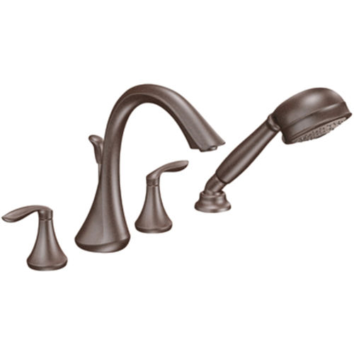 Moen Eva Two-Handle Roman Tub Faucet Trim with 1.75 GPM One-Function Hand Shower, High Arc Spout, Lever Handles, M-PACT, Oil Rubbed Bronze - T944ORB