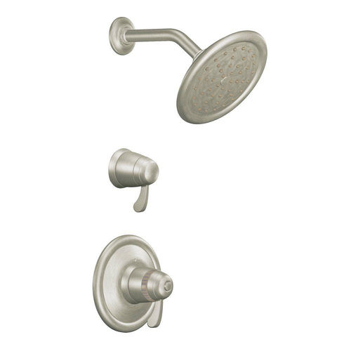 Moen ExactTemp Two-Handle Thermostatic Shower Faucet with 7" Rainshower, One-Function, 2.5 GPM, Lever Handles, Immersion, Brushed Nickel - TS3400BN