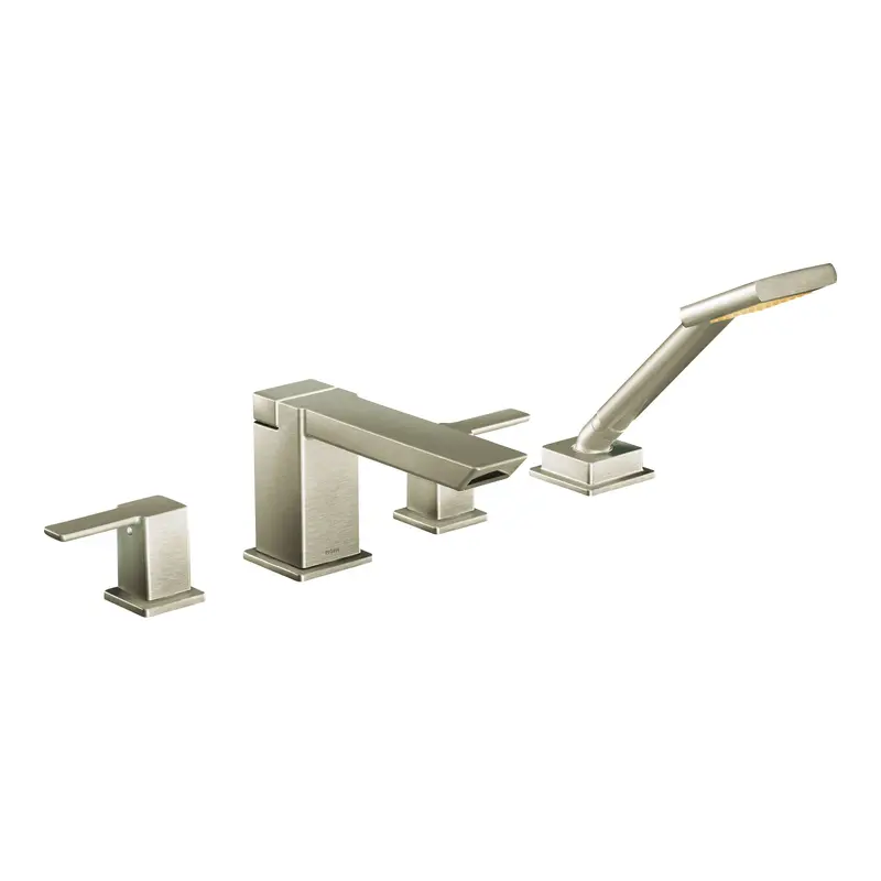 90 Degree Chrome Two-Handle High Arc Roman Tub Faucet including Handheld ShowerChrome