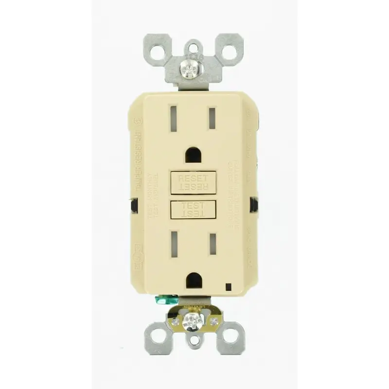 15 Amp 125-Volt Duplex SmarTest Self-Test SmartlockPro Tamper Resistant GFCI Outlet, IvoryBrown / .3 / 1
