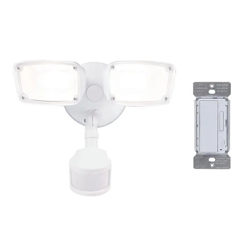 180-Degree White Smart Bluetooth Motion Activated Outdoor Integrated LED Flood Light with In-Wall Accessory DimmerBronze / 2.75 / 2034