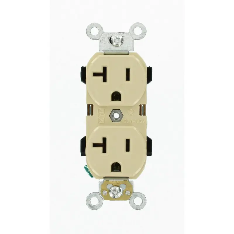 20 Amp Industrial Grade Heavy Duty Self Grounding Duplex Outlet, IvoryGray / .21 / 1