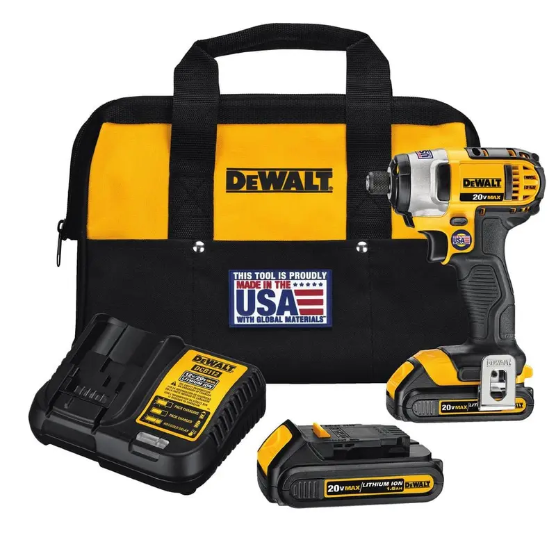 20-Volt MAX Lithium-Ion Cordless 1/4 in. Impact Driver with (2) Batteries 1.5Ah, Charger and Tool Bag7.34 / 2