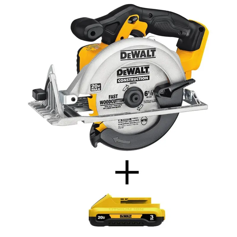 20-Volt MAX Lithium-Ion Cordless 6-1/2 in. Circular Saw with Bonus Compact Battery Pack 3.0 Ah1 Battery & Charger Included / 9.91