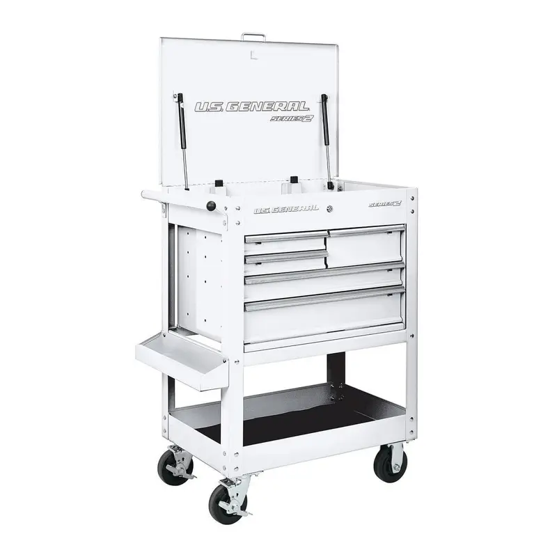 30 in. 5 Drawer White Mechanic's Cart