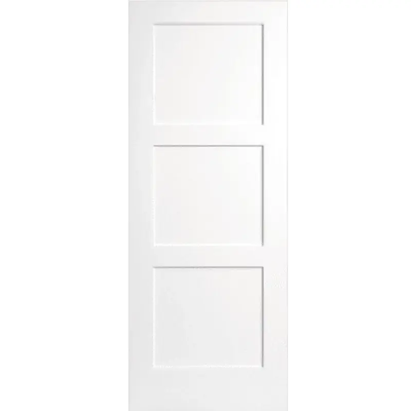 30 in. x 80 in. 3-Panel Equal Primed White Shaker Solid Core Wood Interior Door SlabNo Bore / White Primed / 32 x 80
