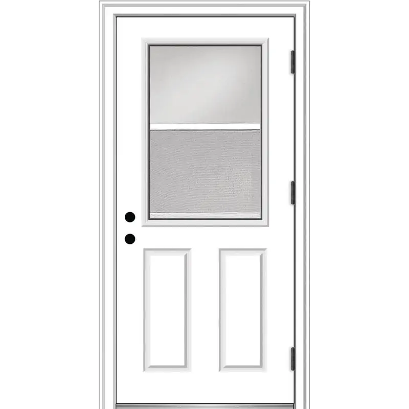 32 in. x 80 in. Vented Left-Hand Outswing 1/2 Lite Clear Primed Steel Prehung Front Door with BrickmouldPrimed / 32 x 80 / Right-Hand/Outswing